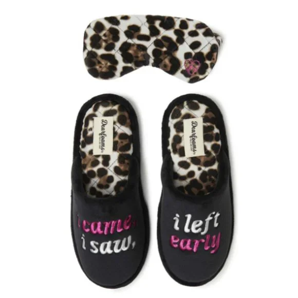 dearfoams Shoes Dearfoams Leopard Slippers Mask Set M 78 Nwt